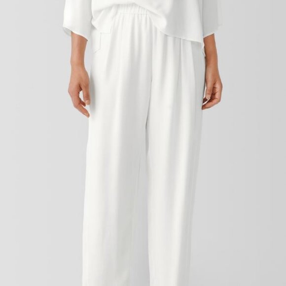 *NWT* EILEEN FISHER SILK GEORGETTE CREPE LANTERN PANT_IVORY_L_$278 - Picture 2 of 5